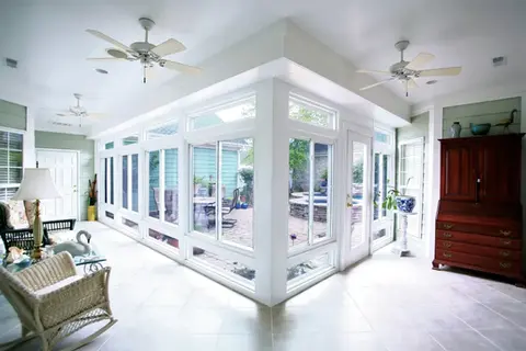 Custom-built sunroom, all white with floor-to-cieling-windows in Murfreesboro, Tn.