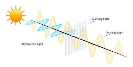Illustration of polarized vs unpolarized light waves