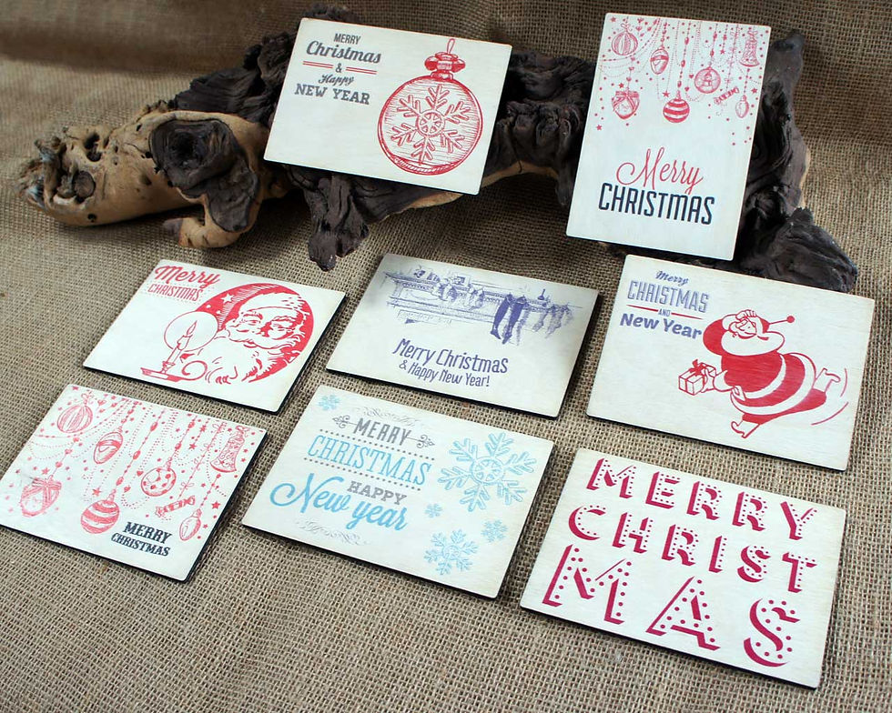 Printed Wooden Christmas Postcards