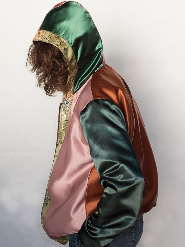 Miniatura: Chaqueta Bomber Oliva y Oro