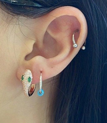 Lilith model Gold Kaplama Taşlı 925 Ayar Küpe