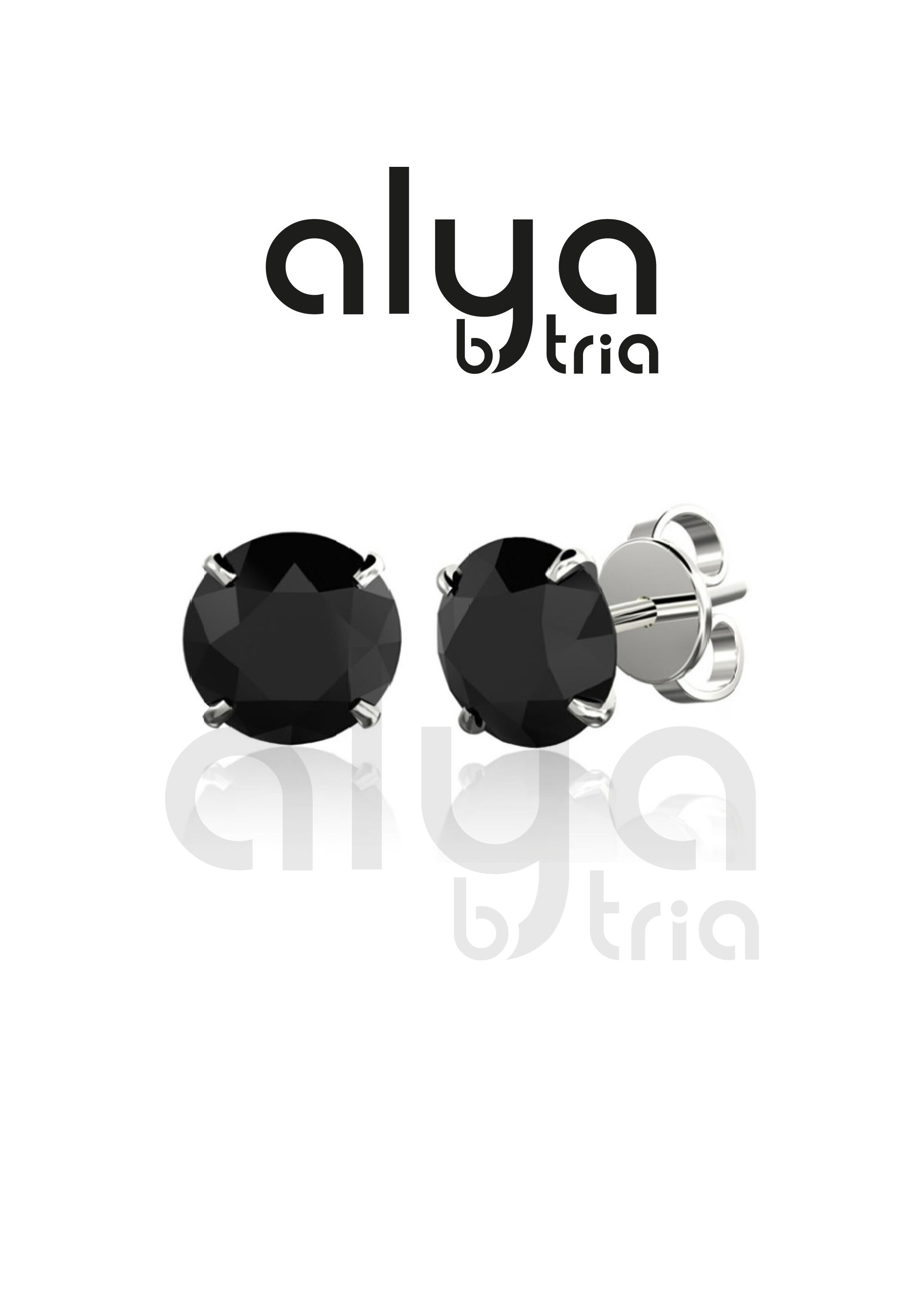 Tek Taş Model Yuvarlak Siyah Zirkon 925 Ayar Has Gümüş Küpe(1 Çift, 5 mm))