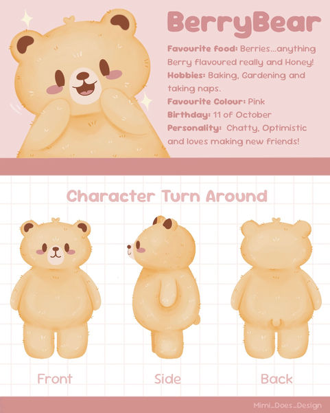 A character turnaround sheet of BerryBear.