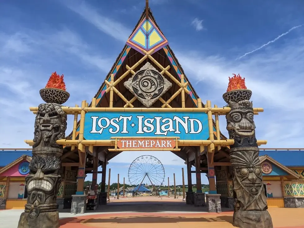 The entrance to Lost Island Theme Park in Waterloo, Iowa