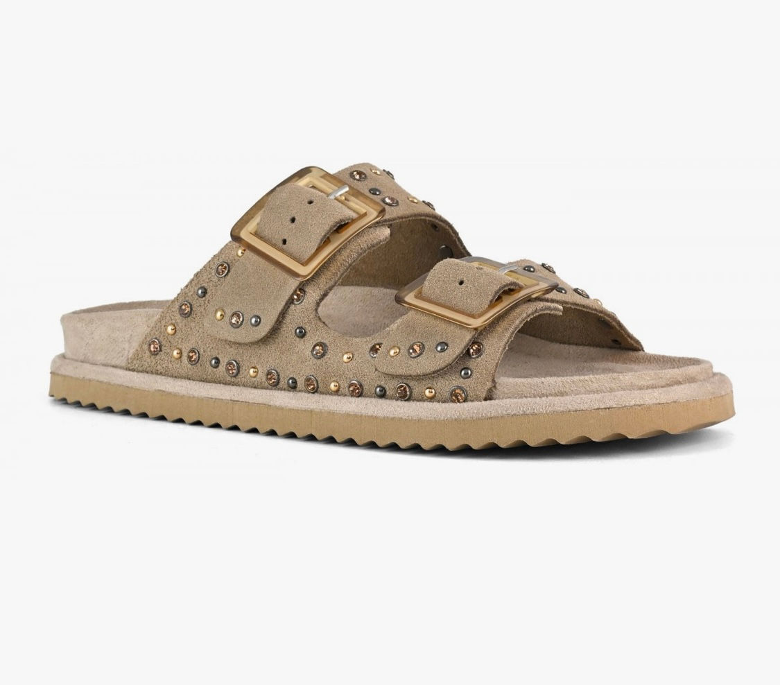 Cow suede sandal with rhinestones