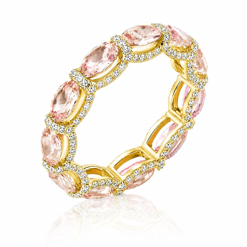 Thumbnail: Oval Lab-Grown Morganite Full Eternity Band | Morganite Ring