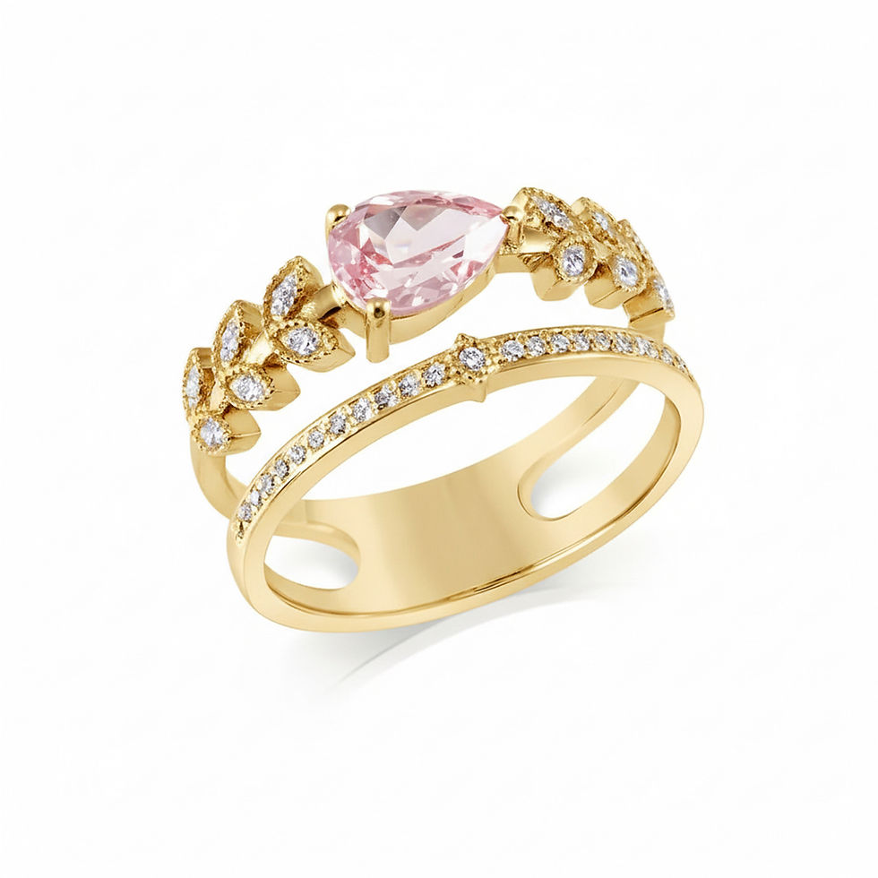 Thumbnail: Lab-grown morganite 18K ring 0.73ctw