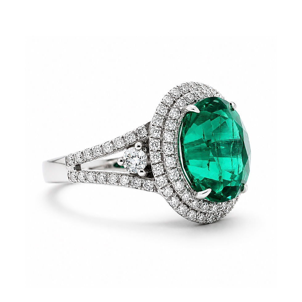 Thumbnail: Oval Lab-Grown Emerald Pave Ring (2.60 ctw) | Emerald Ring