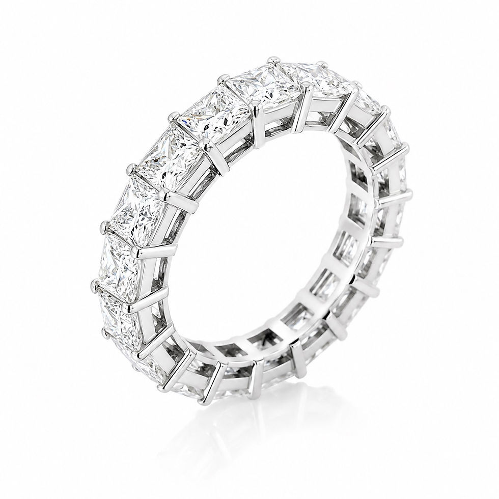 Thumbnail: 18K Rose Gold Princess-Cut Lab-Grown Diamond Ring | Eternity Ring