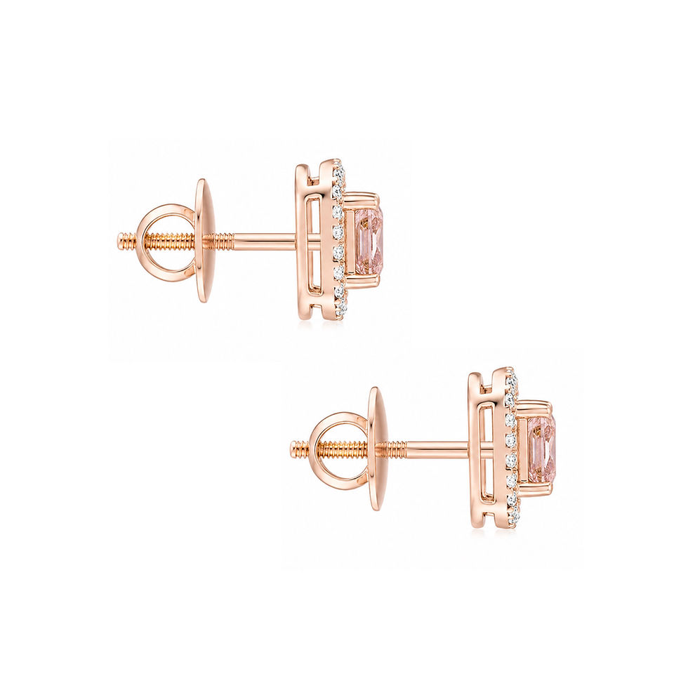 Thumbnail: Fancy Pink Cushion-Cut Lab-Grown Diamond Studs | Pink Diamond Earrings