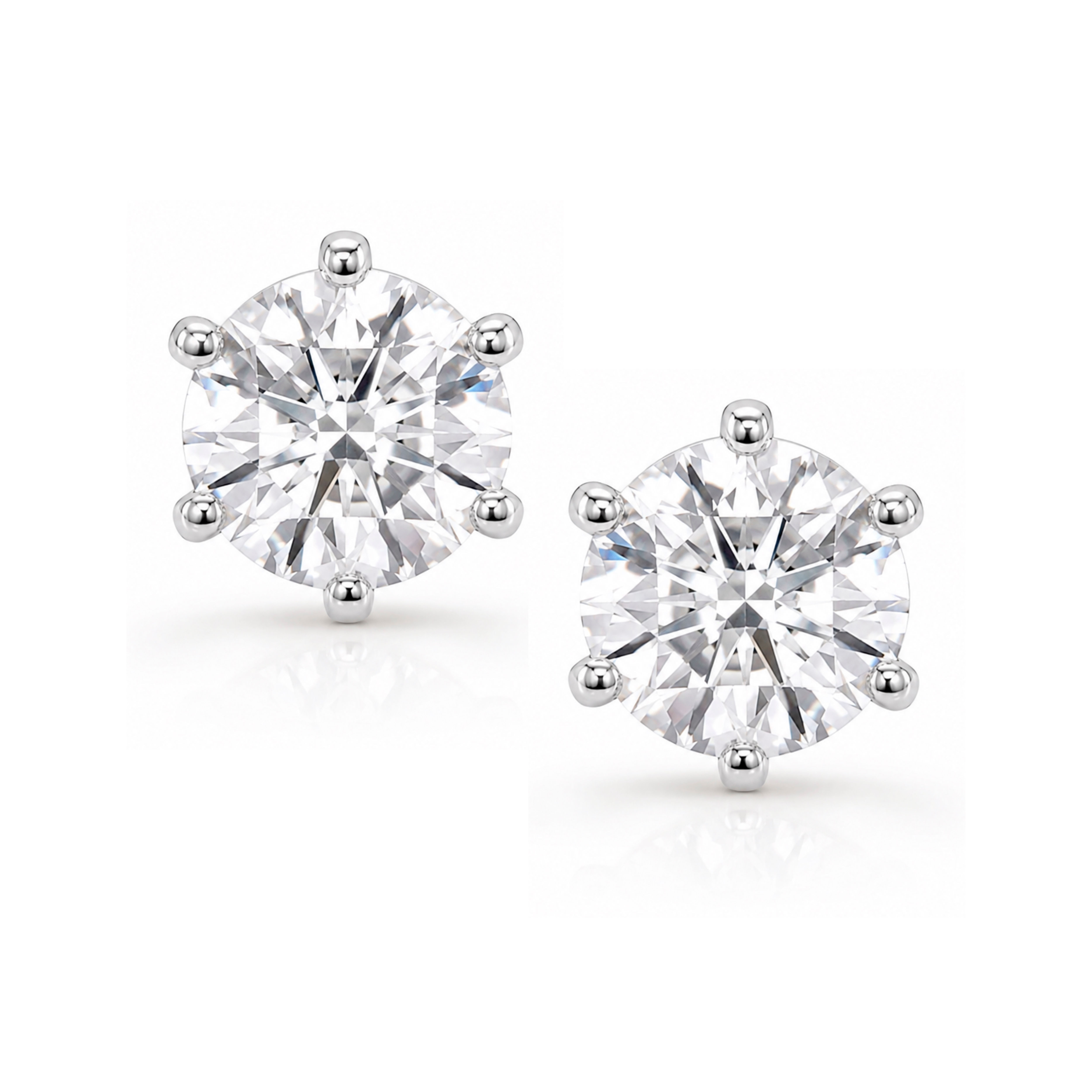 Six-Prong Round-Cut Lab-Grown Diamond Studs | Diamond Earrings