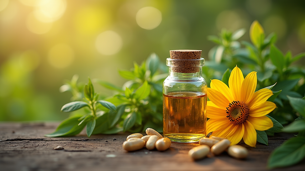 Close-up view of vibrant herbal remedies