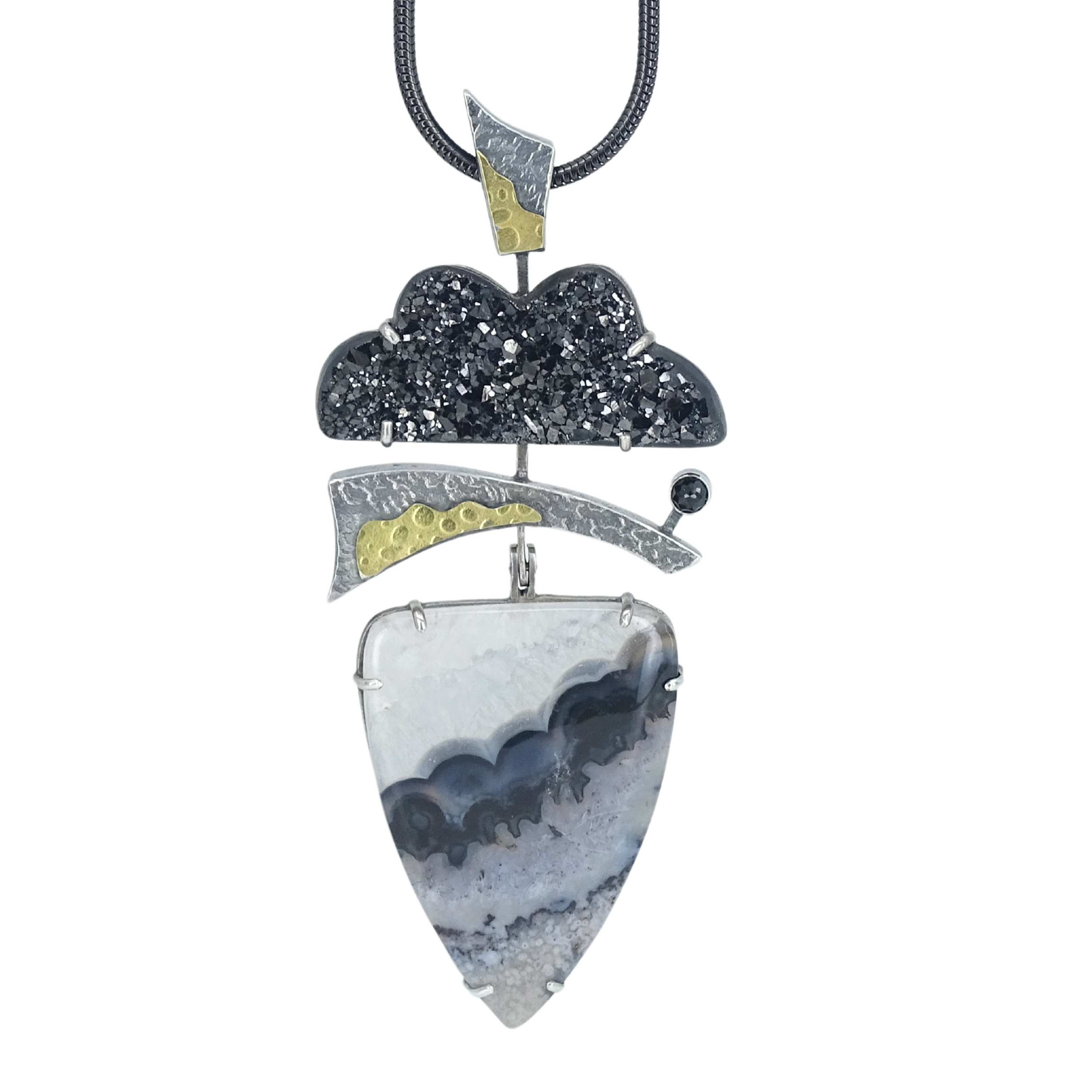 Agate & Druzy Cloud Pendant - SOLD