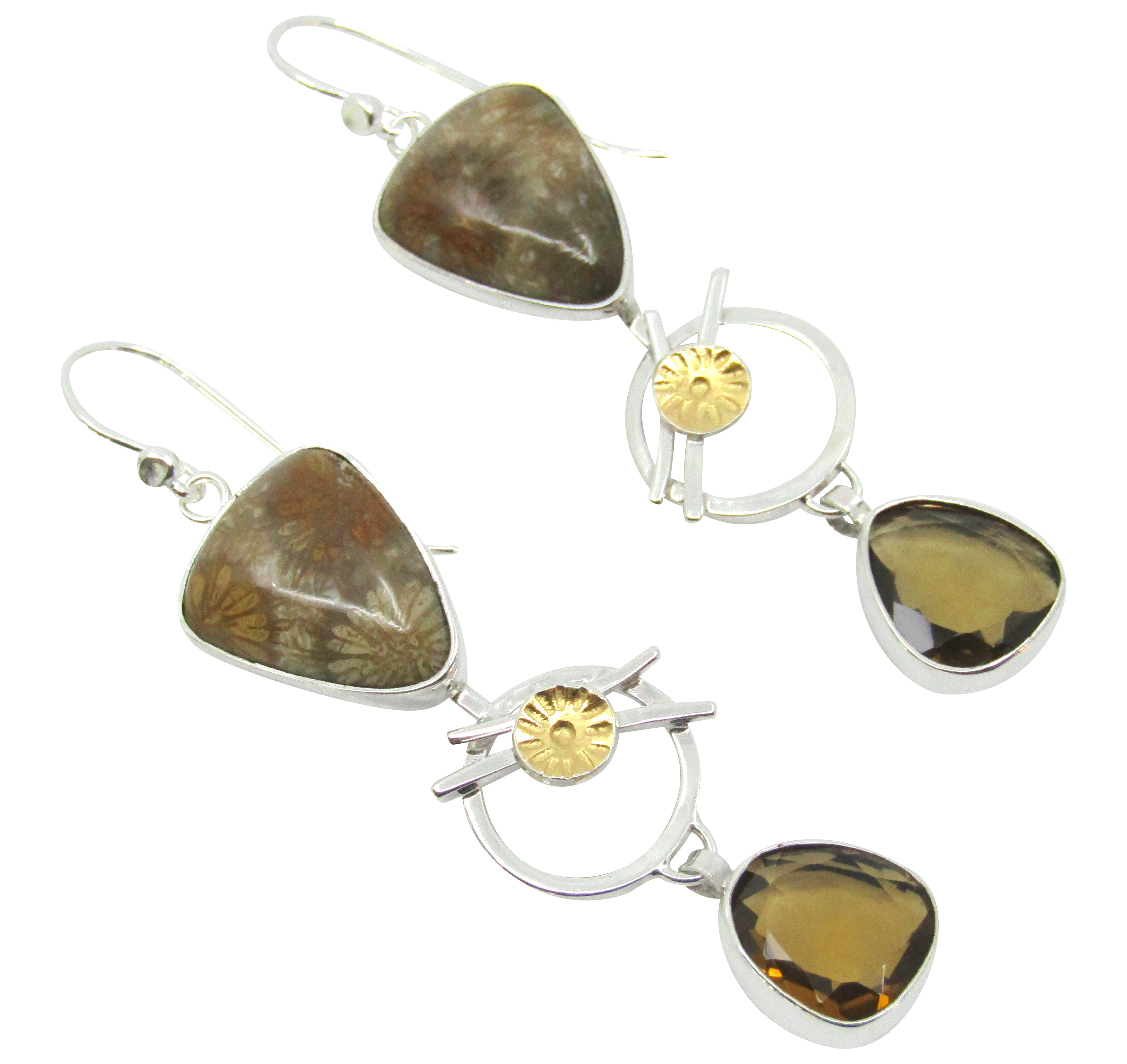 Coral & Quartz Earrings