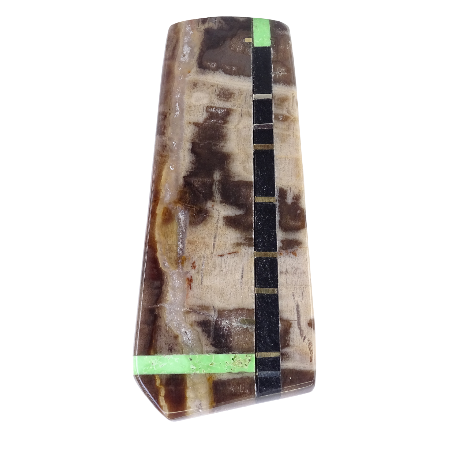 Petrified Wood & Gaspeite Intarsia Cabochon