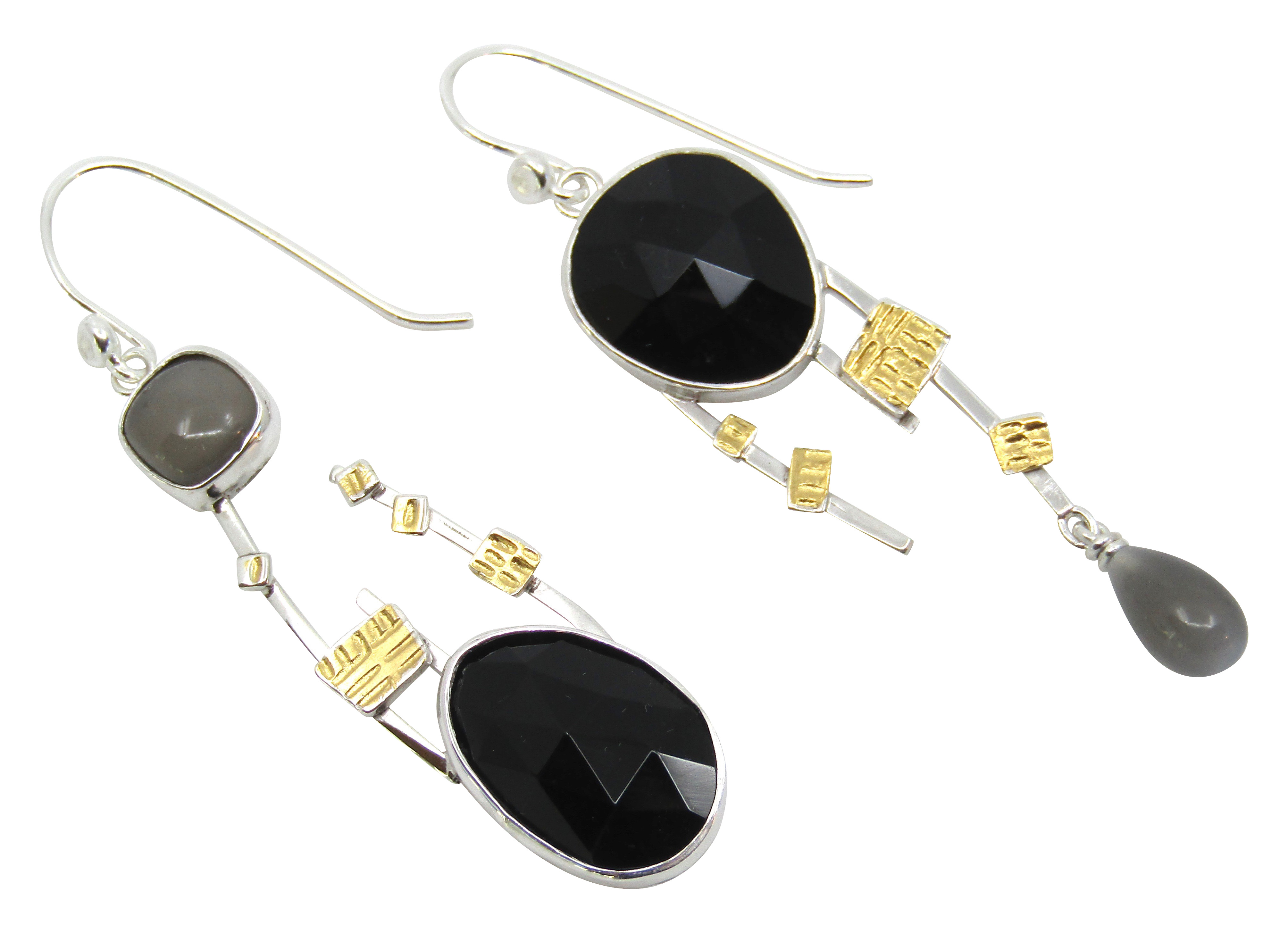 Black Spinel & Moonstone Earrings