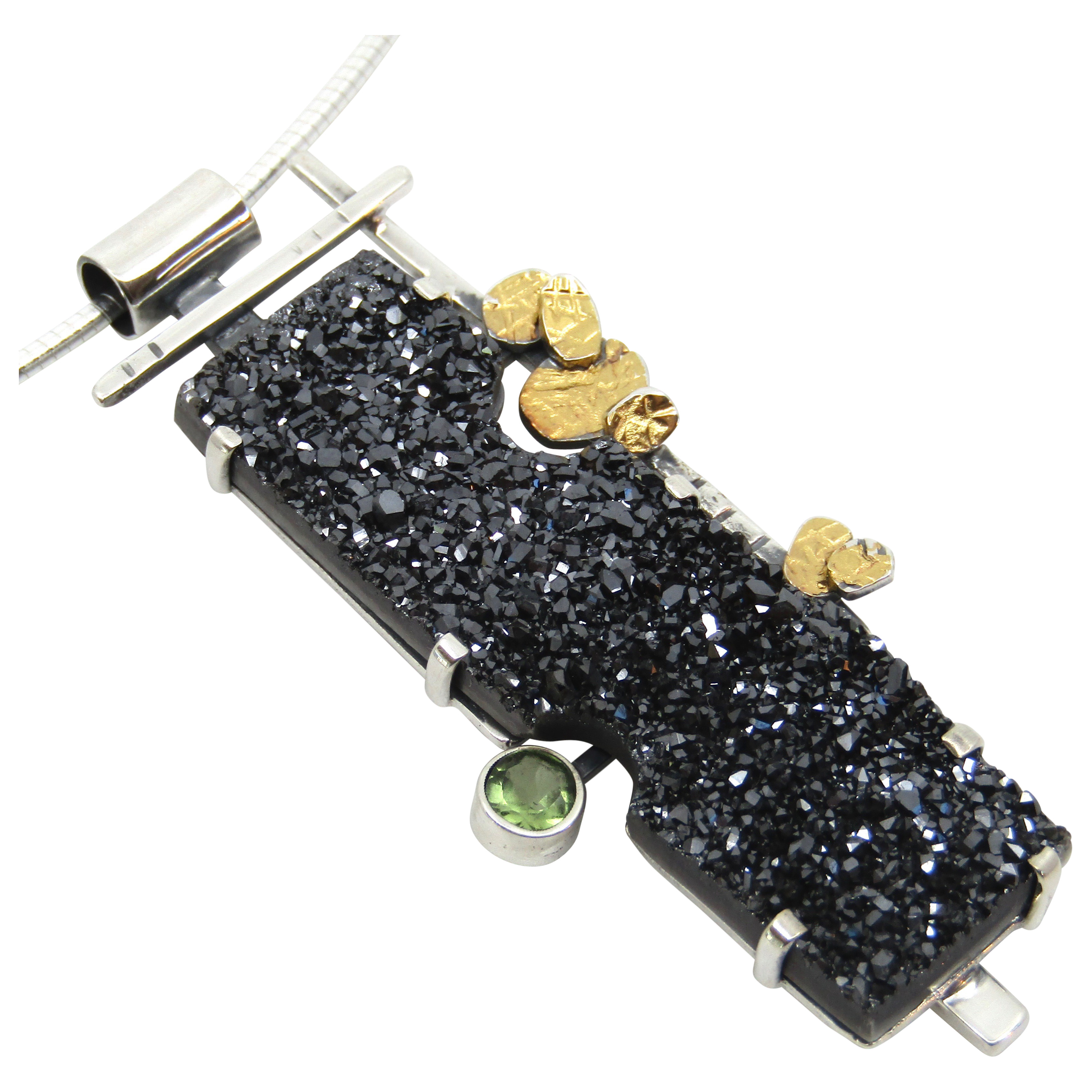 Midnight Druzy & Sapphire Pendant