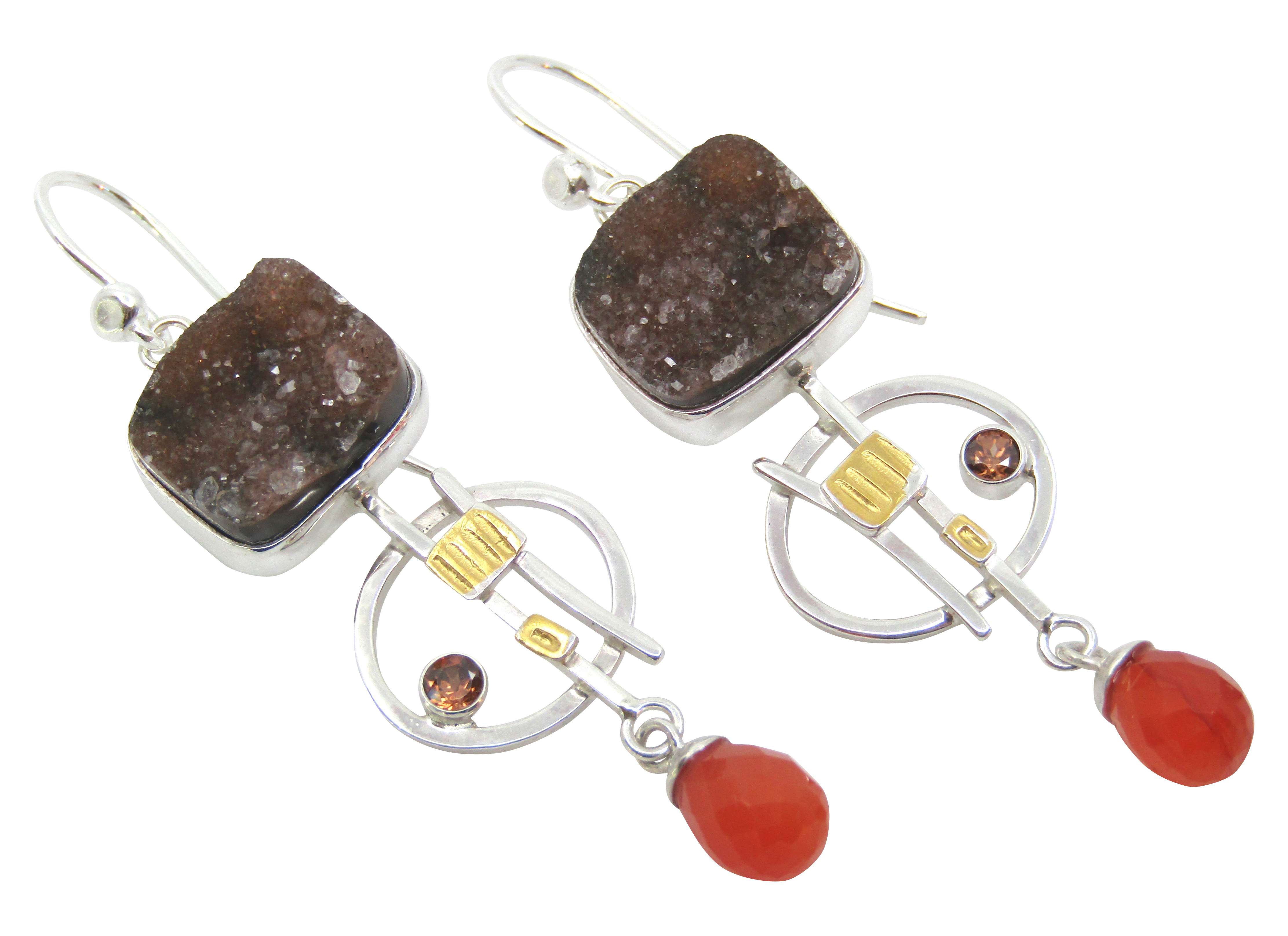 Chocolate Druzy & Carnelian Earrings