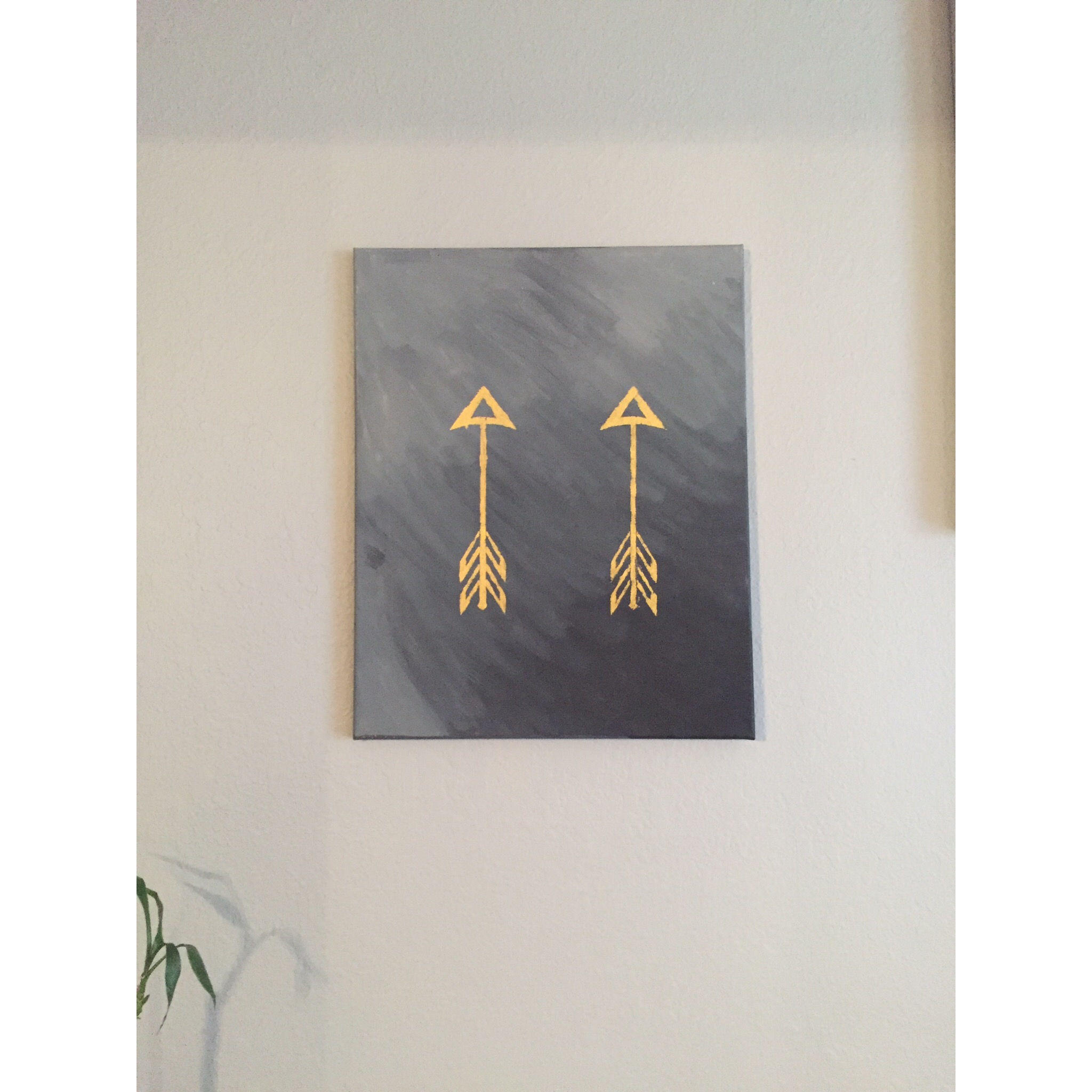 Gray and Gold Arrow Canvas
