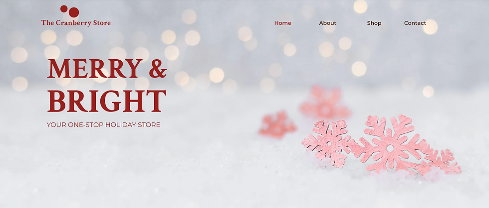 A holiday hero designed in Wix Editor