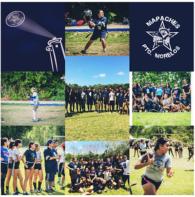 A collage of the Mapaches playing football