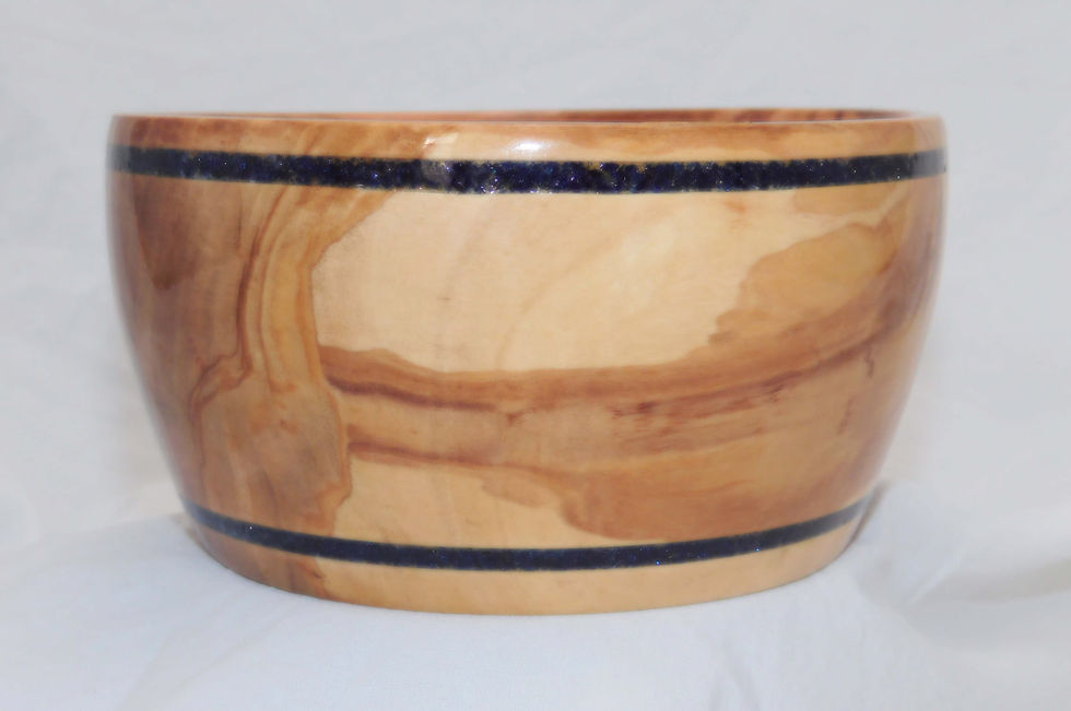 Thumbnail: Olivewood Bowl with Natural Lapis Inlay