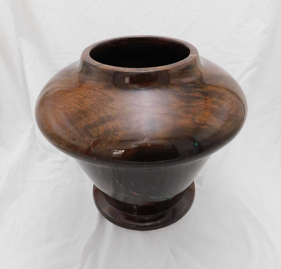 Thumbnail: Walnut Vase with Stone and Metal Inlay