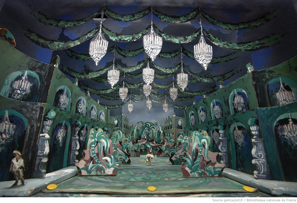 Les Indes galantes : Maquette de décor en volume : troisième entrée : "Les fleurs" / Henry-Raymond Fost et Maurice Moulène, Paris : Opéra national de Paris-Palais Garnier, 18-06-1952