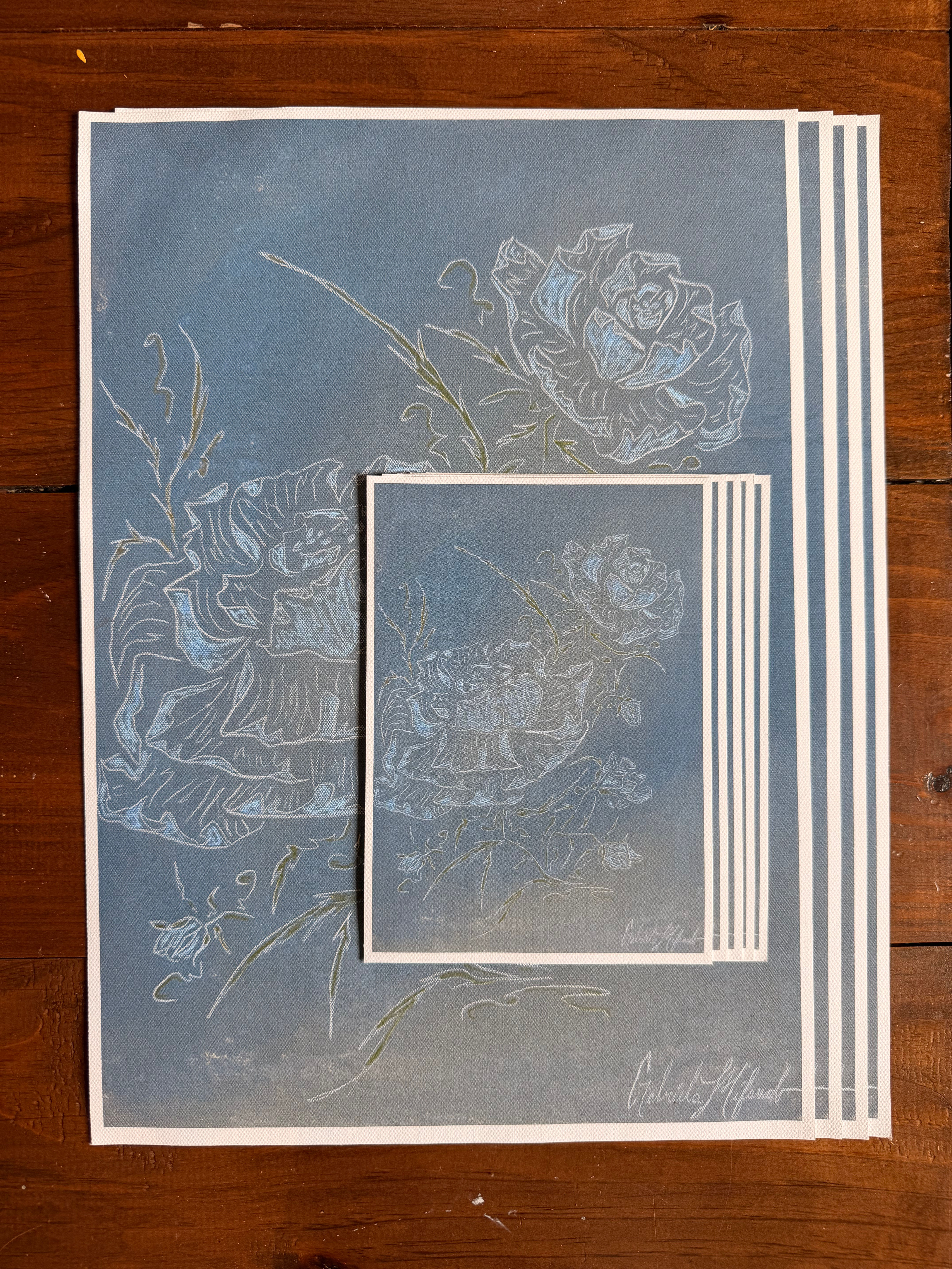Blue Peony Print