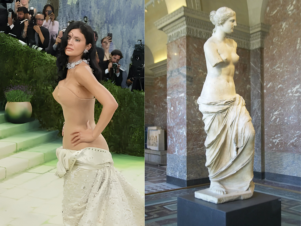 Kylie Jenner, Venüs de Milo'dan (Antakyalı İskender) esinlenerek tasarlanmış Schiaparelli elbisesiyle - Reuters