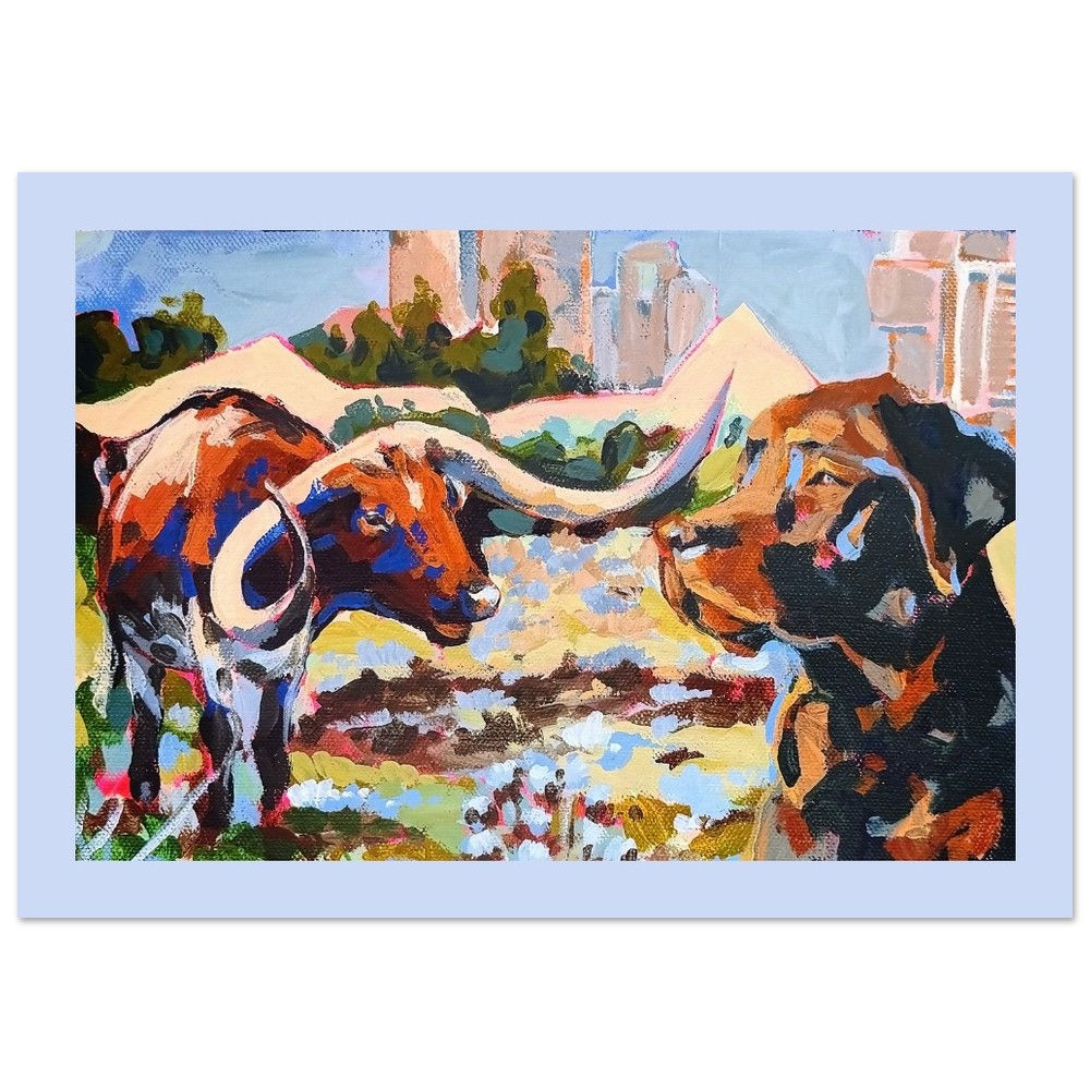 "The Longhorn and the Labrador" Fine Art Poster
