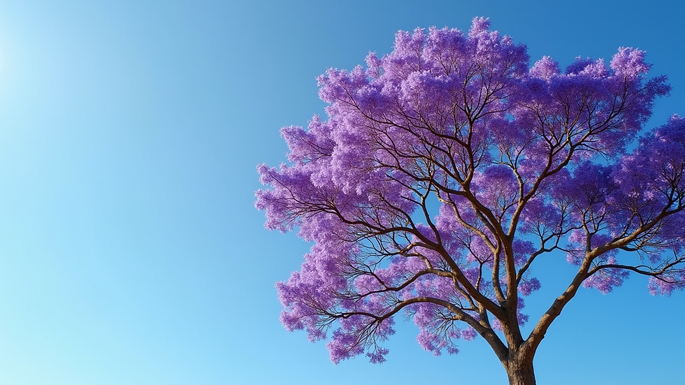 Eye-level view of a blooming Blue Jacaranda tree