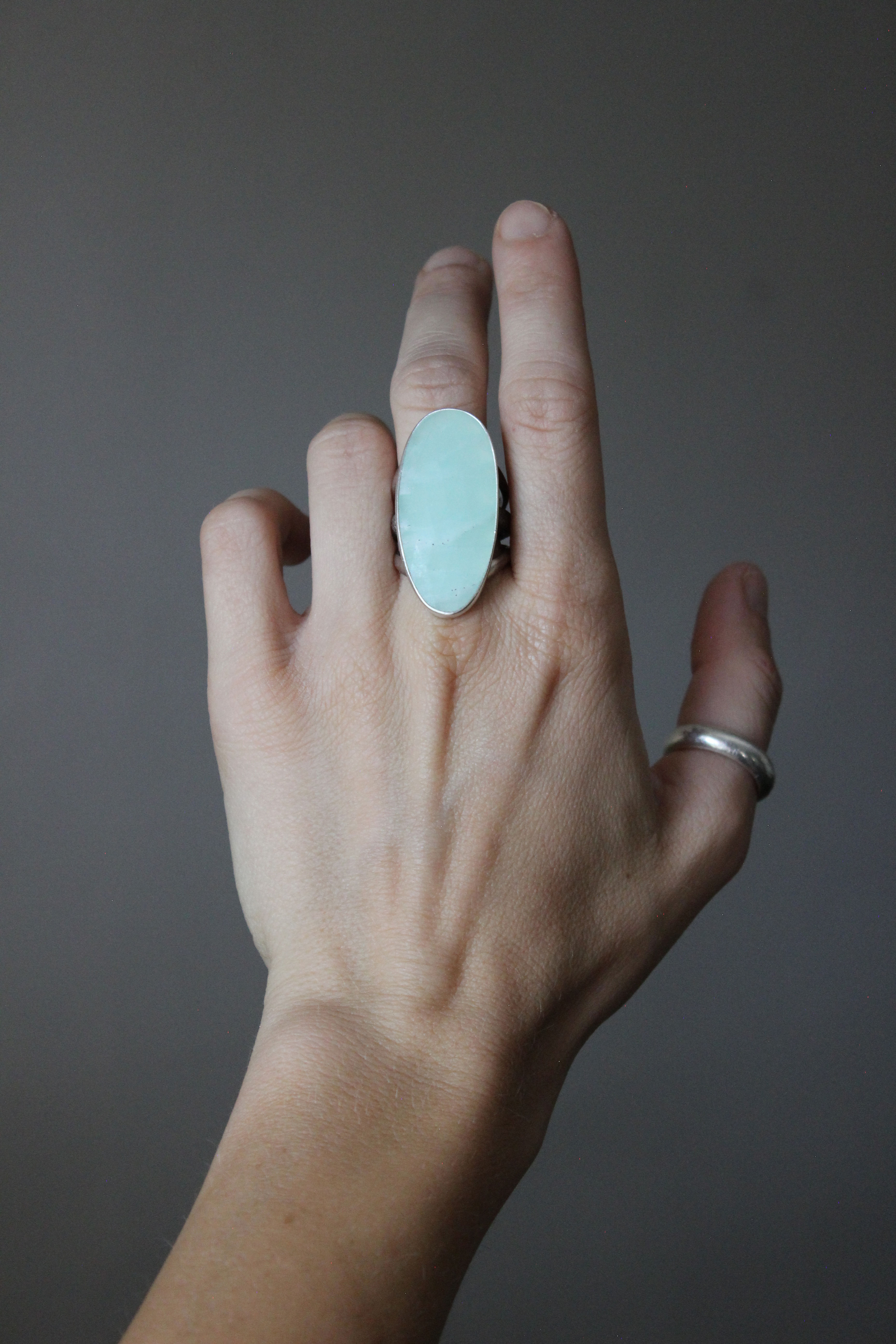 Large Aqua Chalcedony Statement Ring
