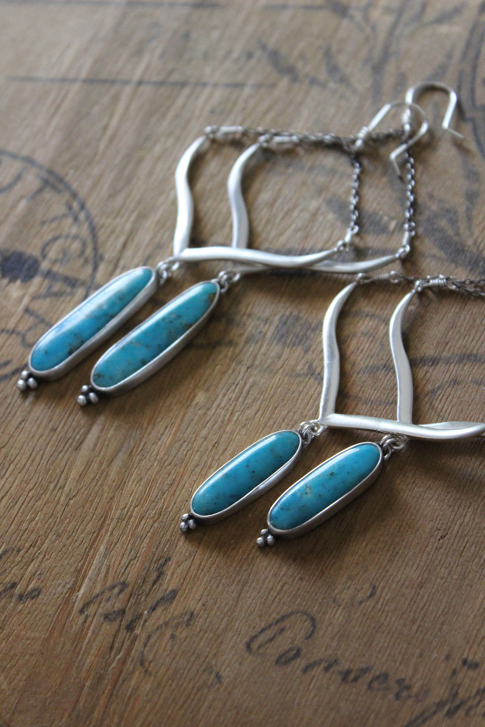 Thumbnail: Arabesque Earrings in Royston Turquoise
