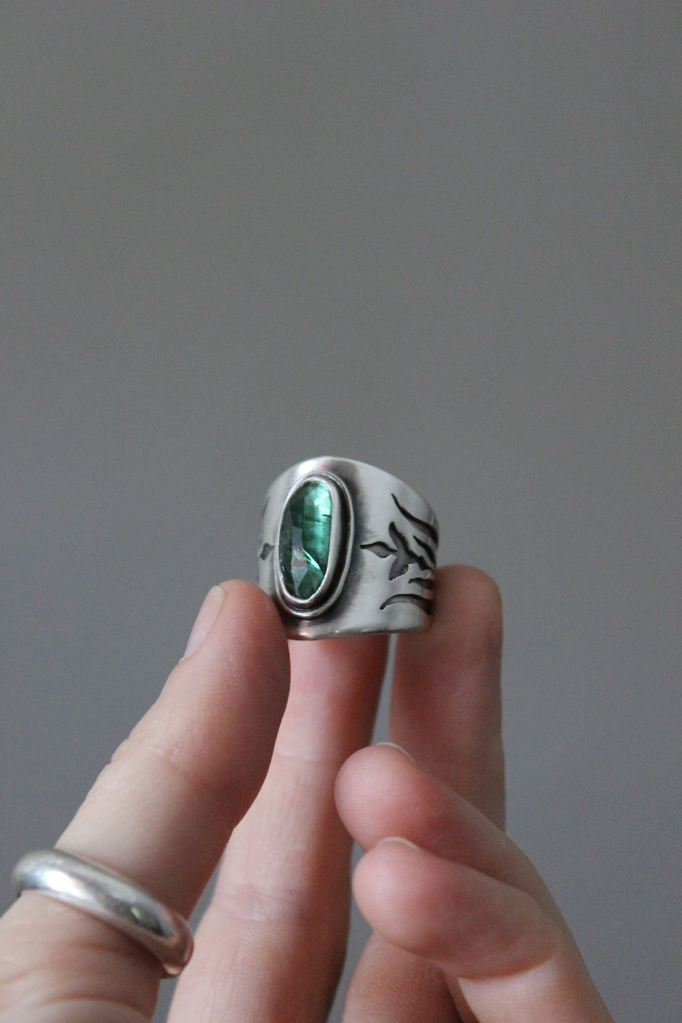 Thumbnail: O'Keeffe Ring with Tourmaline, Size 8.75
