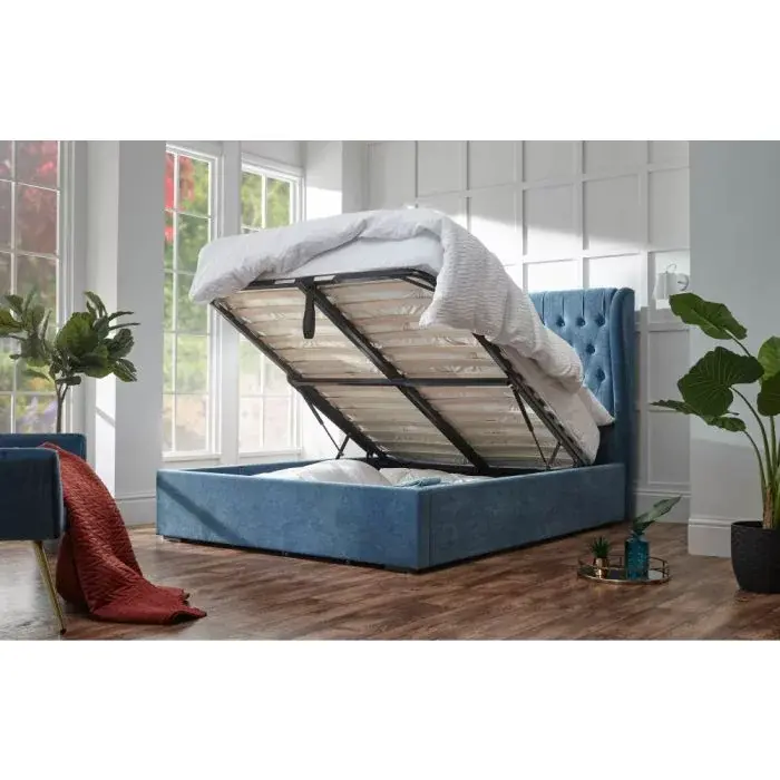 King Size - Dakota Ottoman Bed in Teal