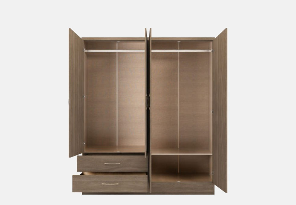 Thumbnail: NEVADA 4 DOOR 2 DRAWER MIRRORED WARDROBE BEDROOM SET IN RUSTIC OAK EFFECT