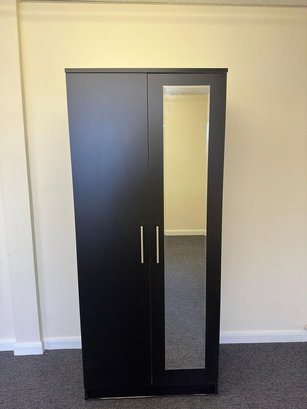 Thumbnail: NOVA BLACK WARDROBE WITH MIRROR, CHEST AND BEDSIDE