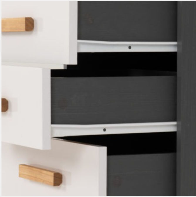 Thumbnail: Cleveland 3 Drawer Bedside - White/Grey Metal Effect