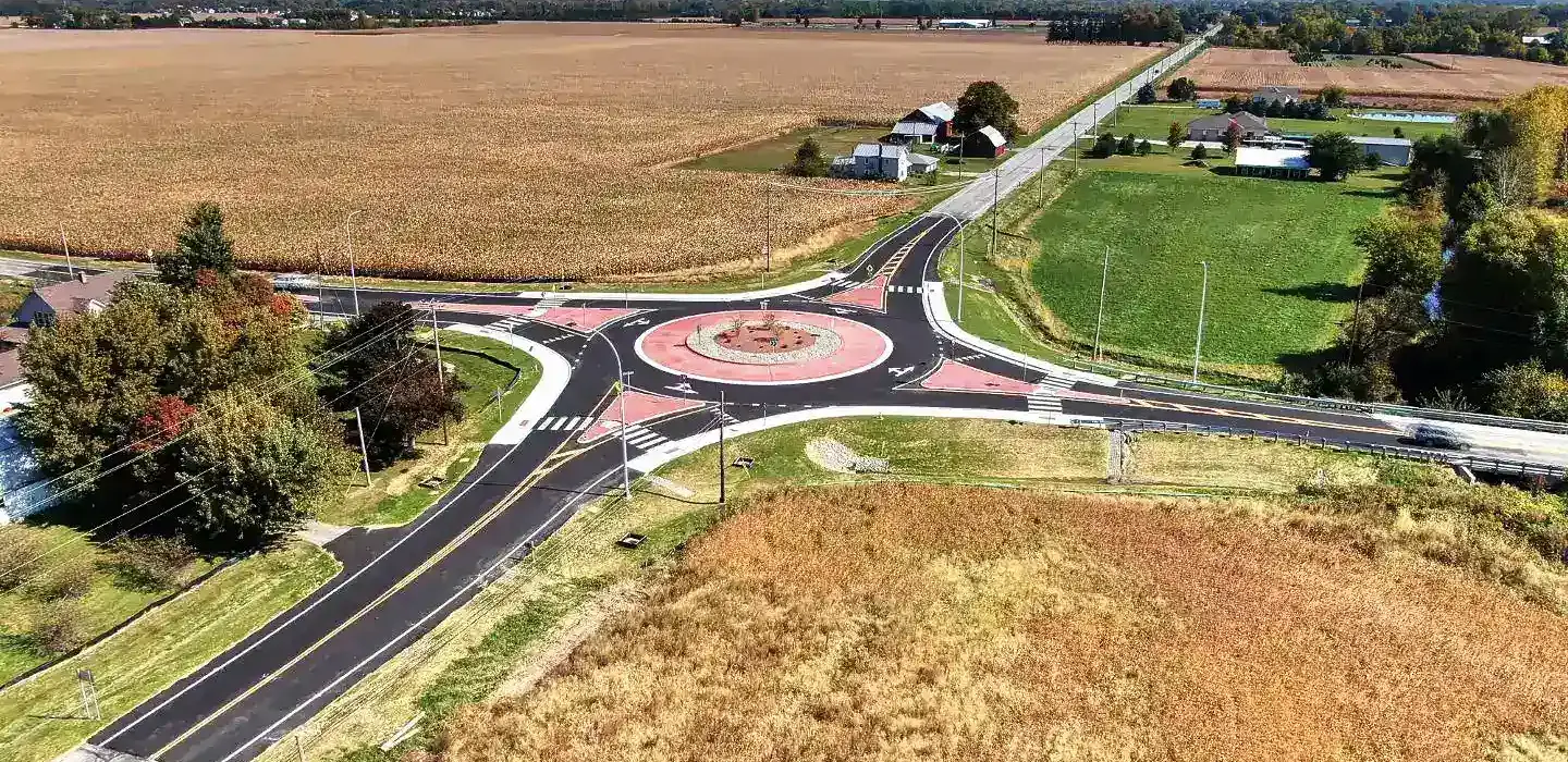 Aerial view of roundabout.