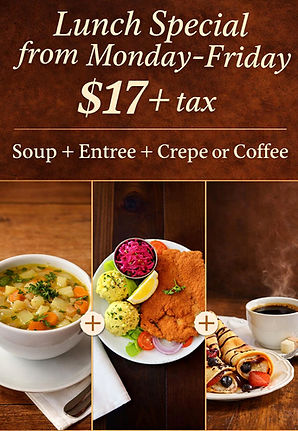 Budapest Restaurant weekday lunch special featuring traditional Hungarian cuisine in Toronto