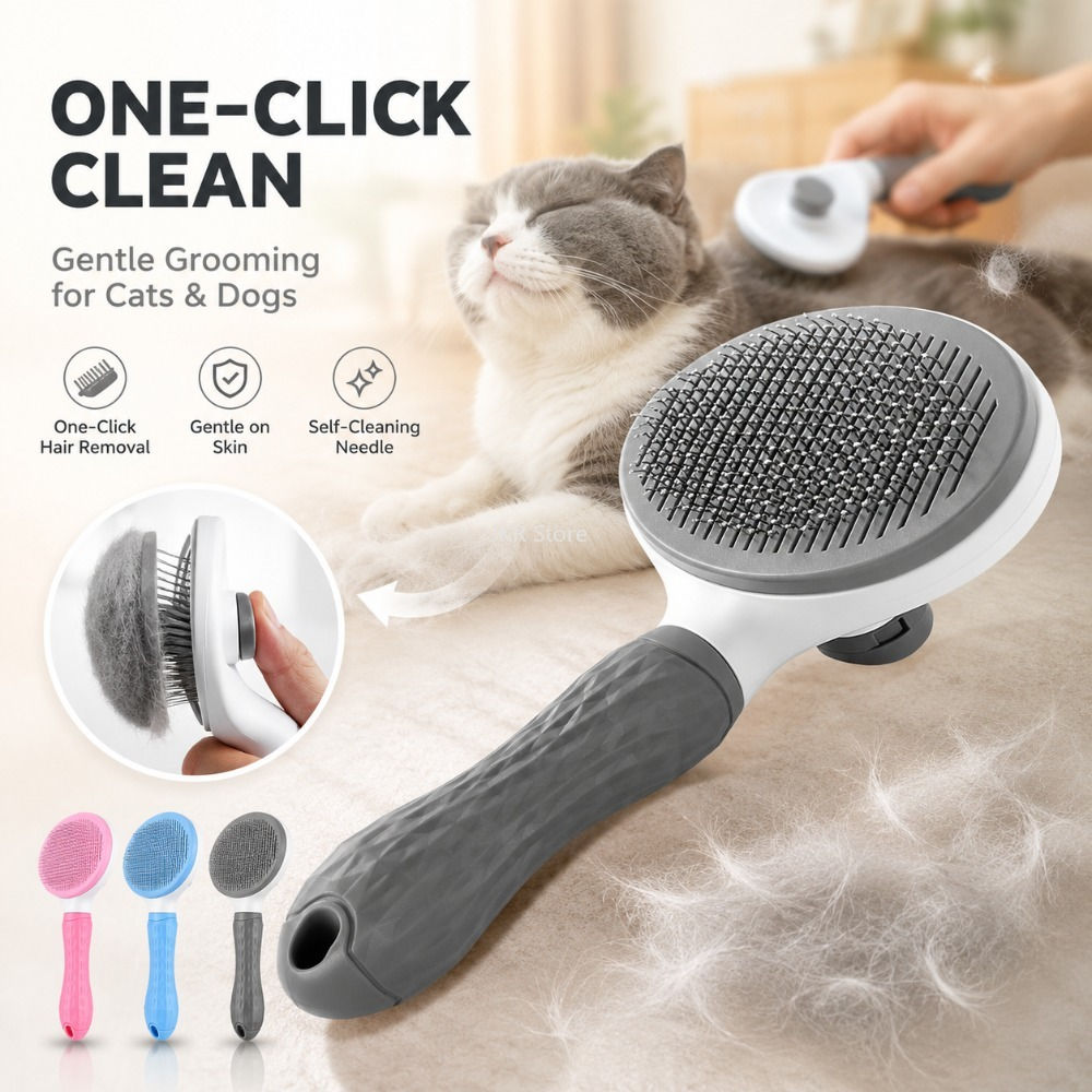 Pet Dog Brush Cat Comb Self Cleaning Pet Hair Remover Brush For Dogs Cats Groomi