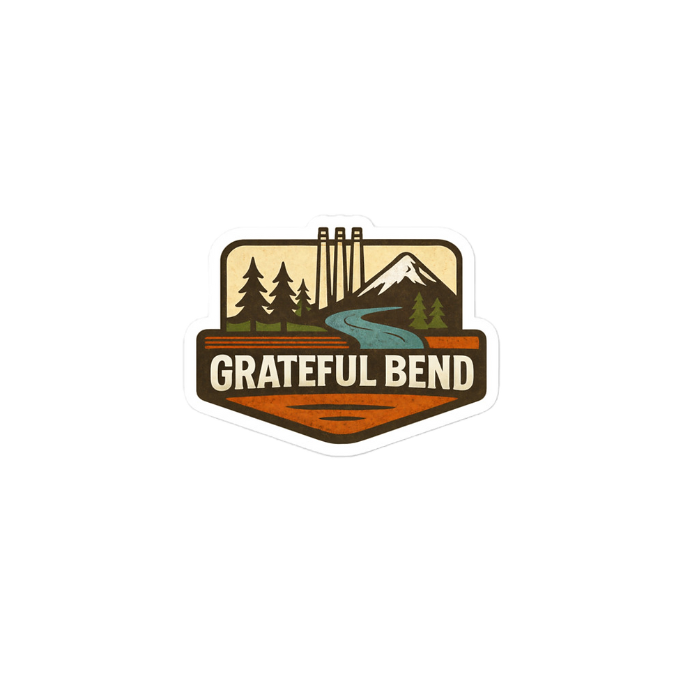 Small Grateful Bend signature mountain horizon sticker for gear and laptops