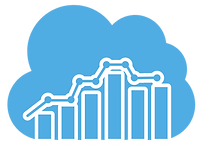 illustrated blue cloud with graph