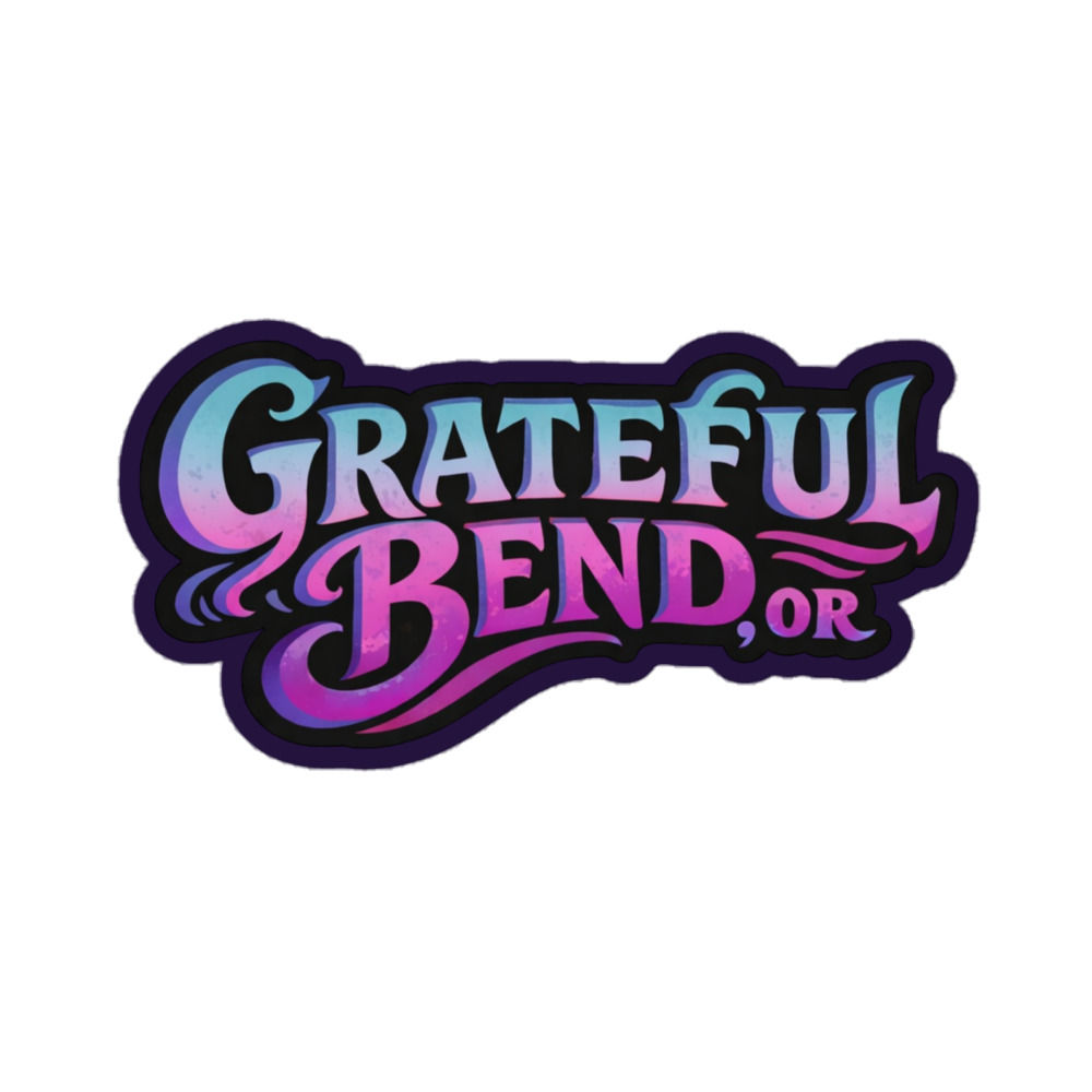 "Cosmic Sunset" Script - Grateful Bend Sticker (Purple/Blue)