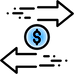 left arrow money sign right arrow Icon