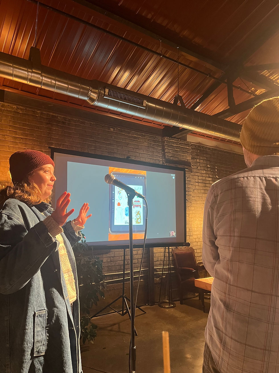 Corporate team sharing storytelling based project images