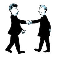 Cartoon businessmen shaking hands