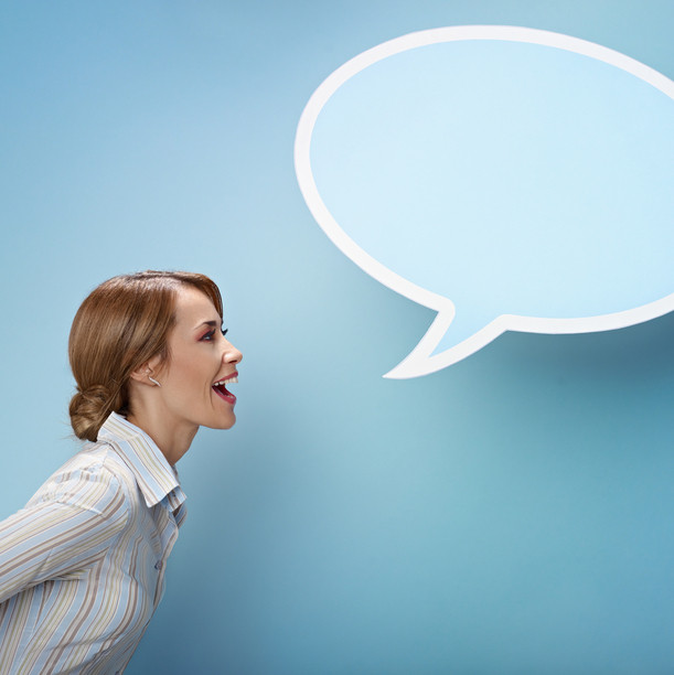 Woman and speech bubble