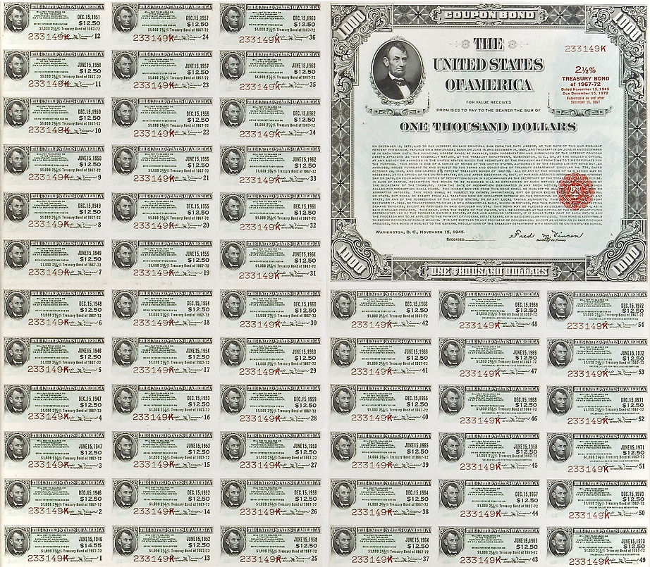 1945 $1000 2.5% Treasury Bond (front) .j